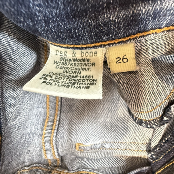 rag & bone Jeans Womens Size 26 (26x24) Blue Denim 10 Inch Ankle Skinny Crop Raw - Picture 7 of 10